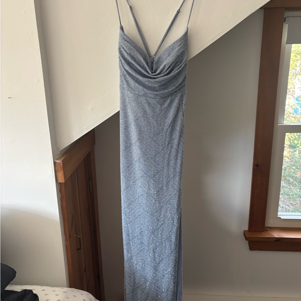 B. Smart Glittering Silver Maxi Dress Size 15